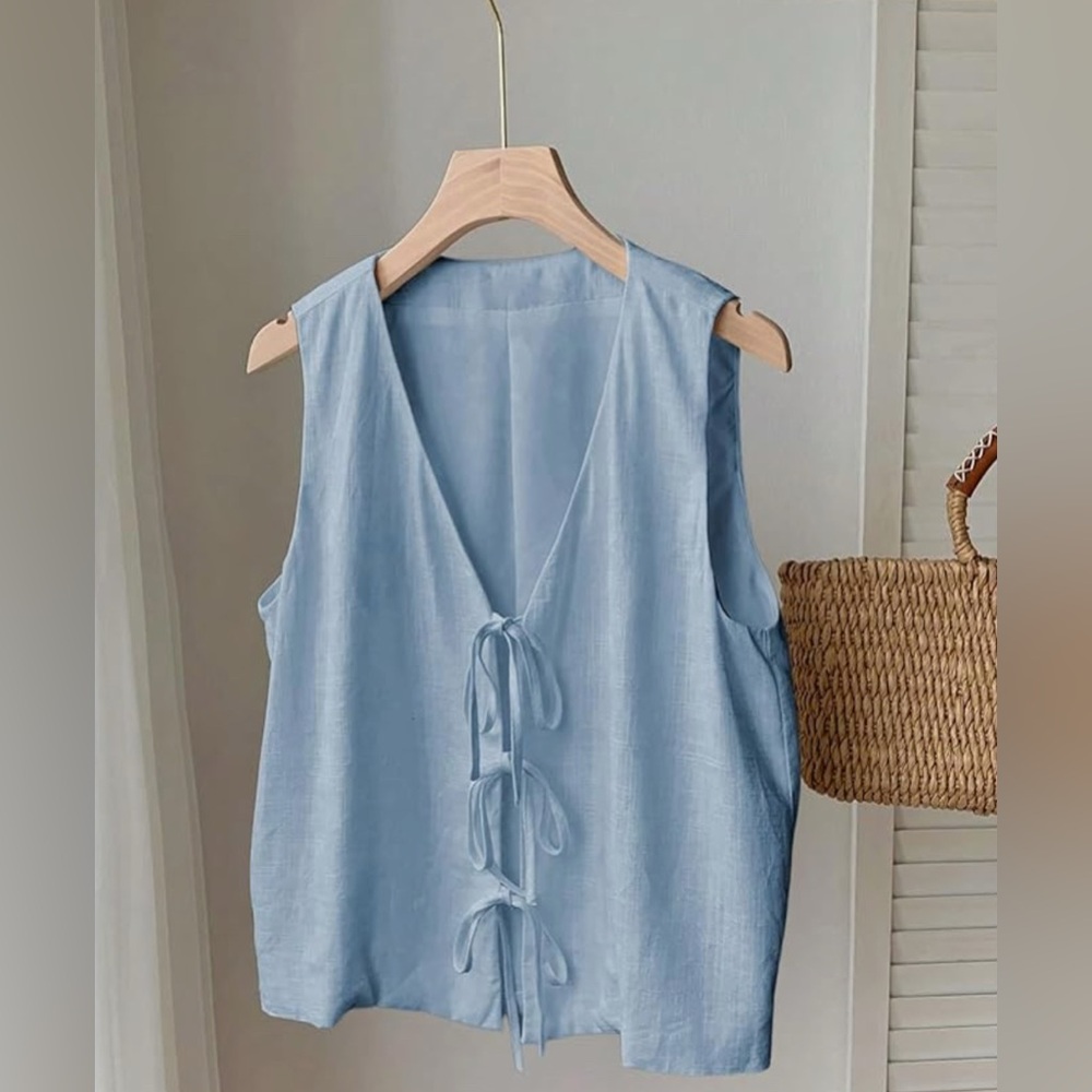 NWOT: Verdusa Linen Tie Up Vest Tank Top